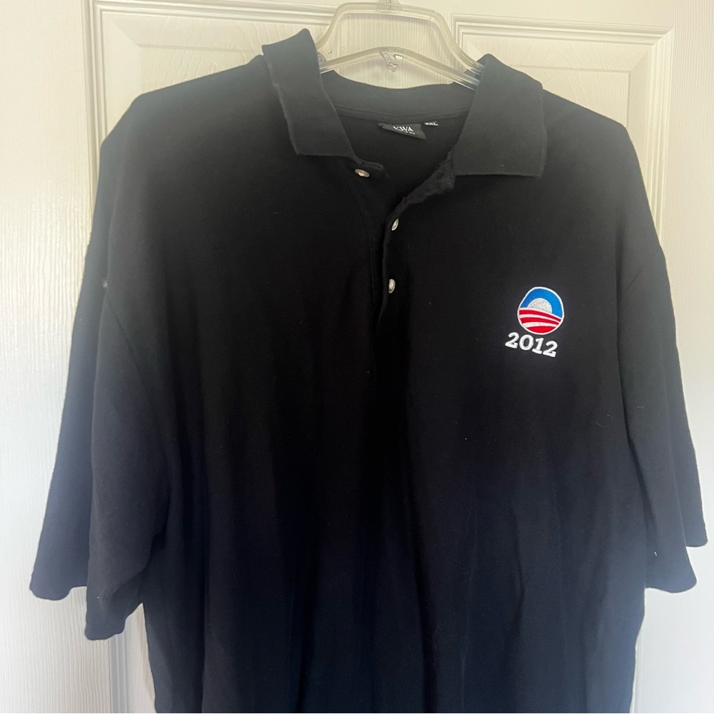 Akwa Classic Obama 2012 Polo Shirt Men’s‎ 2XL Black Embroidered Logo GUC